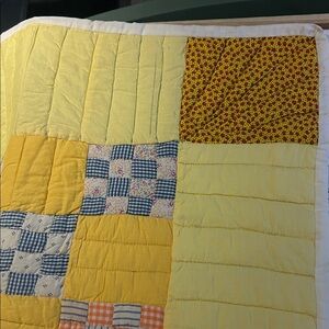 Patchwork Yellow and Blue Quilt